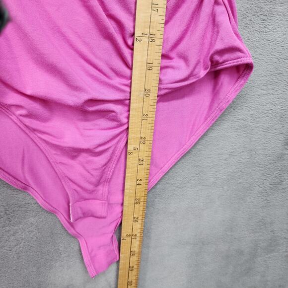 NWT Mangopop Womens Bodysuit Small Pink Crossover V Neck Cap Sleeve Top - Picture 10 of 12